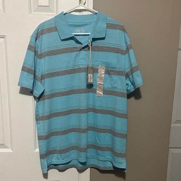 St. John's Bay Other - St. John's Bay Light Blue and Gray Striped Polo